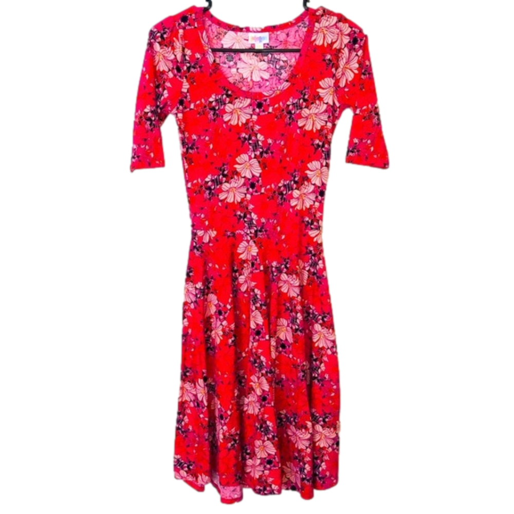 LuLaRoe Pink Floral Half Sleeve Dress